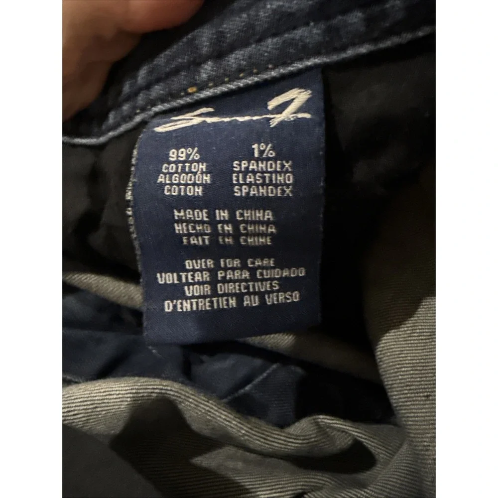 Seven 7 For All Mankind Straight Jeans 36x34 Excellent Whiskered Distressed